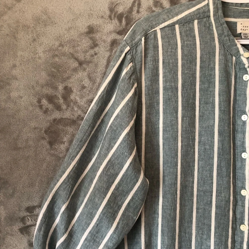 A New Day Green Striped Button-Up Dress Size XXL Plus